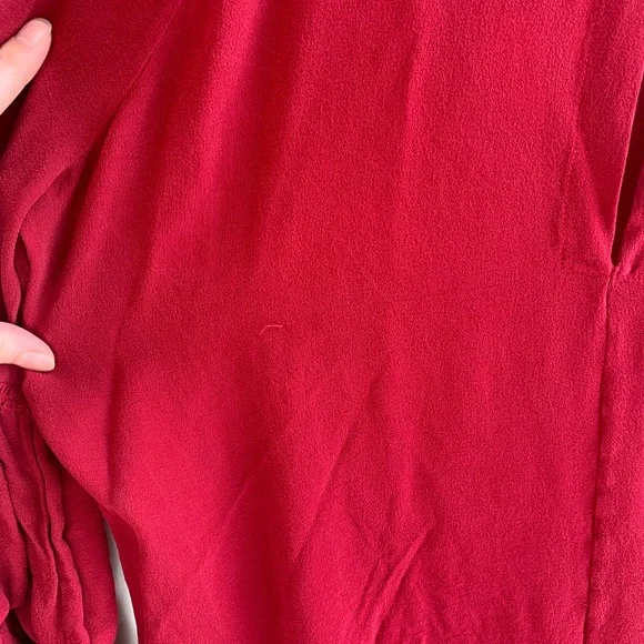 Vivienne Tam Red Silk Sheer Blouse Puffy Sleeves Vintage 90s - Picture 6 of 8